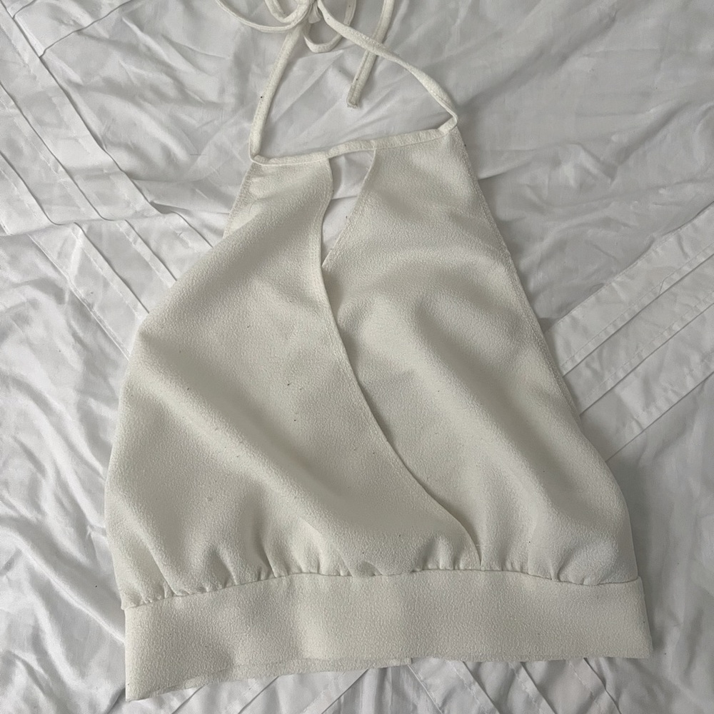 Tobi White tie up crop top